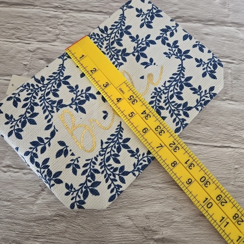 Bride zip pouch canvas lined makeup clutch